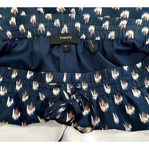 Theory Ralfinn Floral Ikat Silk Camp Short in Navy Size M - Picture 3 of 4